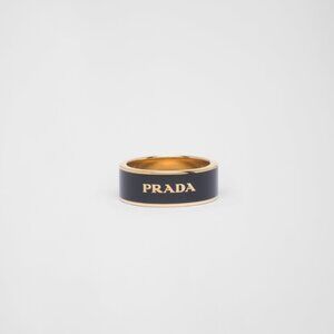 Prada Logo Enamel Brass Ring SIZE 7.5
